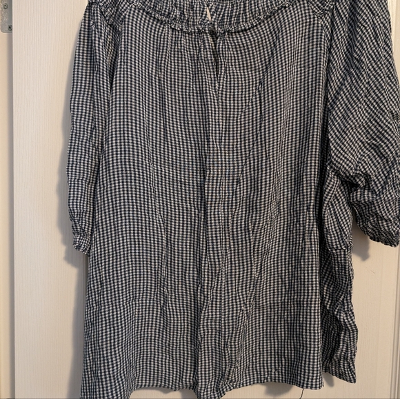 Fat Face 3/4 Sleeve Black/White Gingham Blouse - Picture 3 of 3